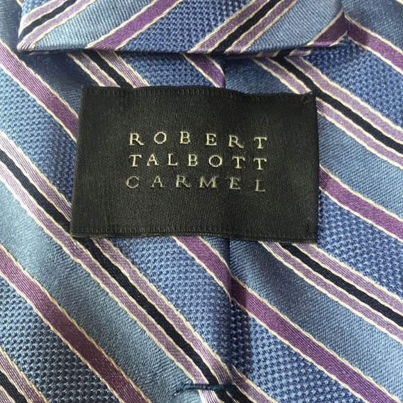 Robert Talbott Carmel light blue with purple diagonal stripes. Hand Sewn - Picture 6 of 9